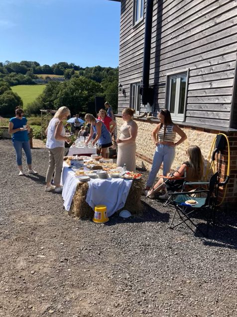 Guests choosing cakes at the table