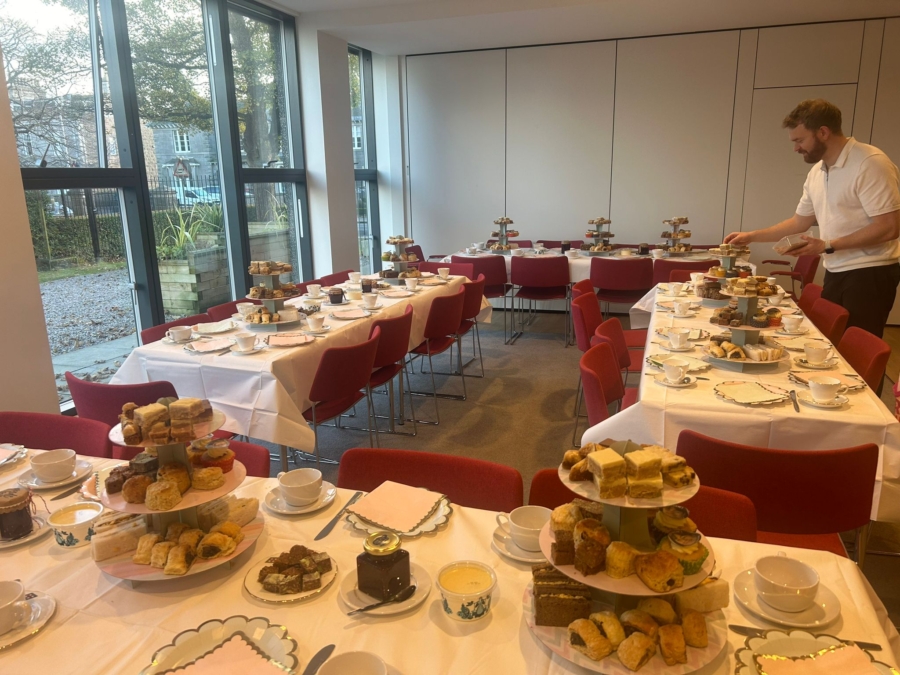 Laying out the tables for afternoon tea